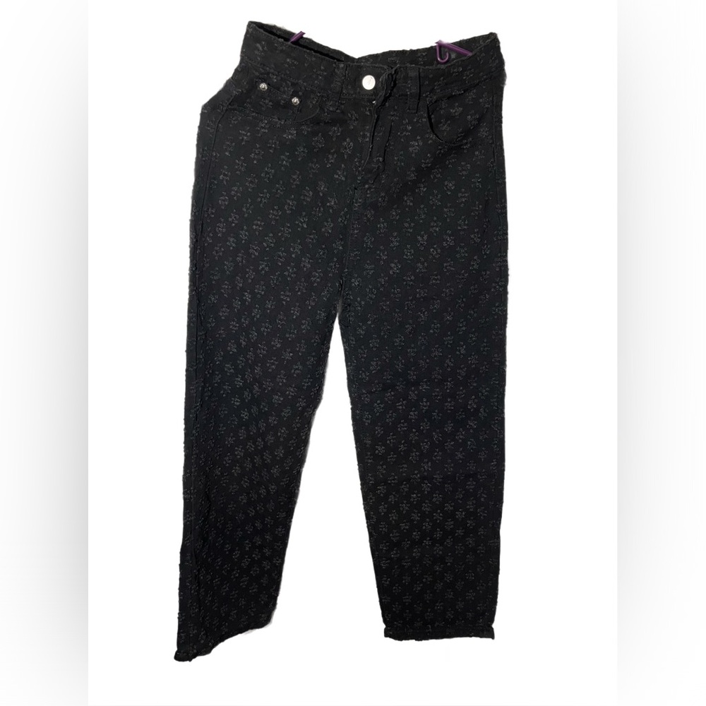 Black Textured Boyfriend Jeans